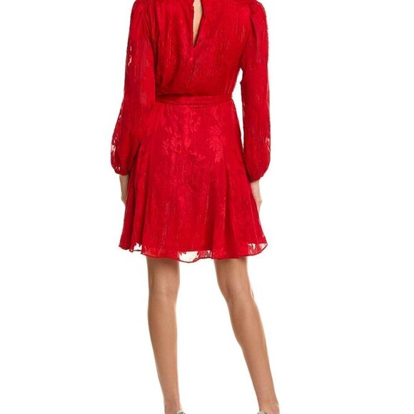 Julia Jordan NEW Tie Waist Red Burnout Lurex Mini Dress in Size 10 - Picture 2 of 7